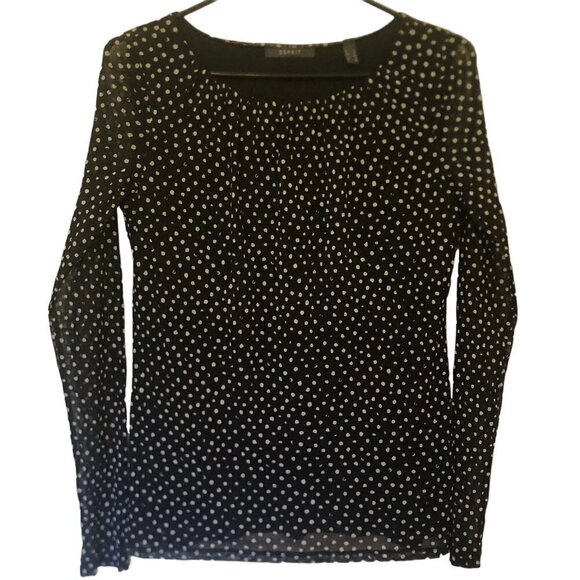 Esprit black/white dotted top sz L - Picture 1 of 8